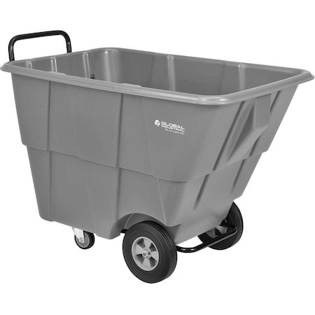 Global Industrial Standard Duty Plastic Tilt Truck, 1/2 Cu. Yd. Cap, 850 Lb Cap, Gray 984613